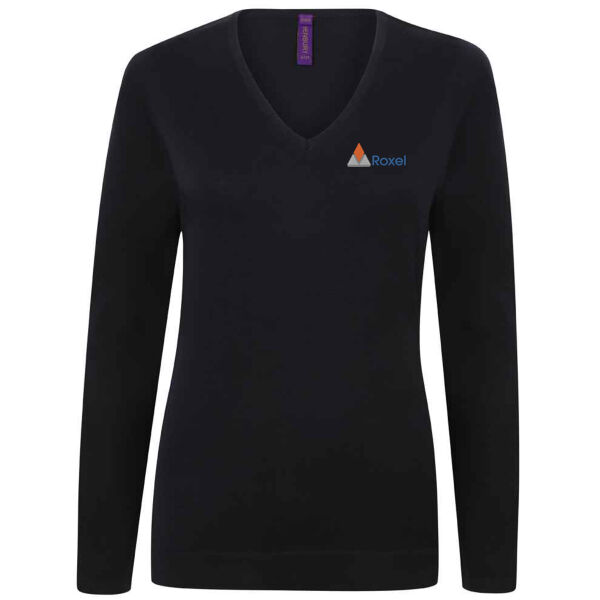 Roxel Office Ladies - Henbury Ladies Lightweight Cotton Acrylic V-Neck Sweater Thumbnail