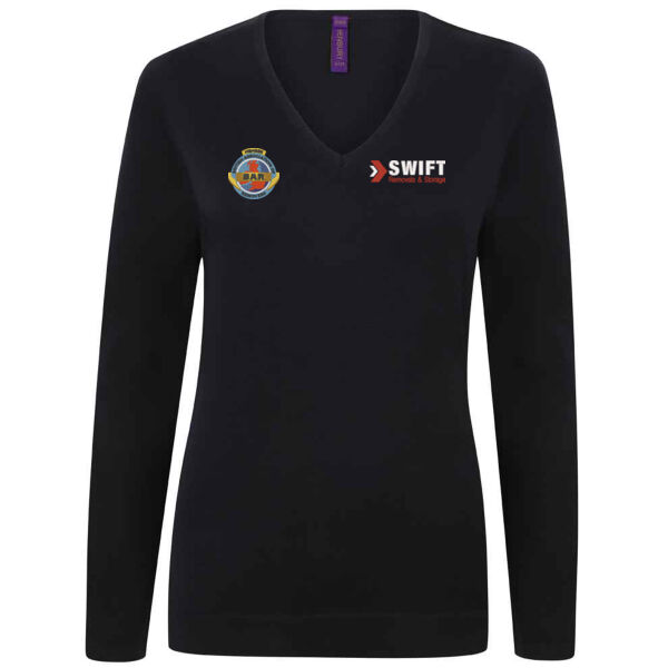 Swift Removals & Storage - Henbury Ladies Lightweight Cotton Acrylic V-Neck Sweater Thumbnail