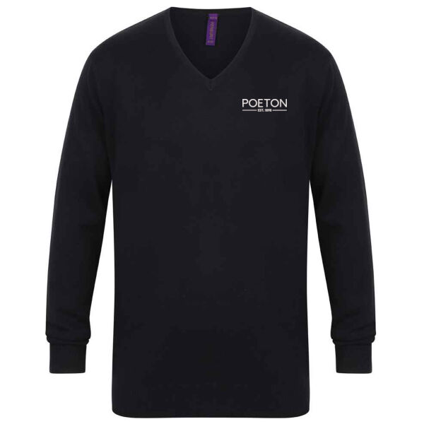 Poeton General Office - Henbury Lightweight Cotton Acrylic V-Neck Sweater Thumbnail