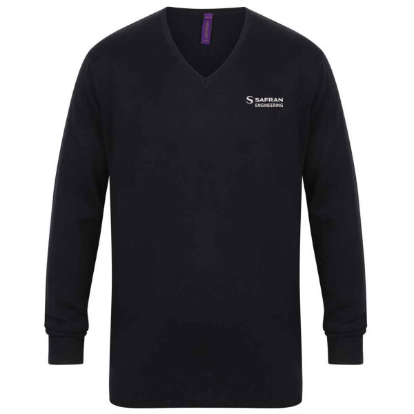 Office Uniform (SLS Engineering) - Henbury Lightweight Cotton Acrylic V-Neck Sweater Thumbnail