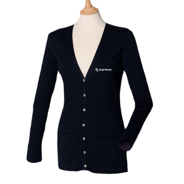 Office Uniform (SUK) - Henbury Ladies Cotton Acrylic V Neck Cardigan Thumbnail