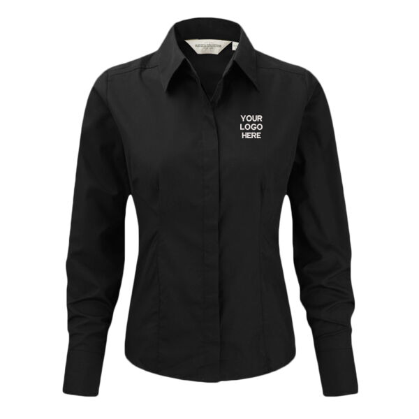HETAS Uniform - Russell Collection Ladies Long Sleeve Fitted Poplin Shirt Thumbnail