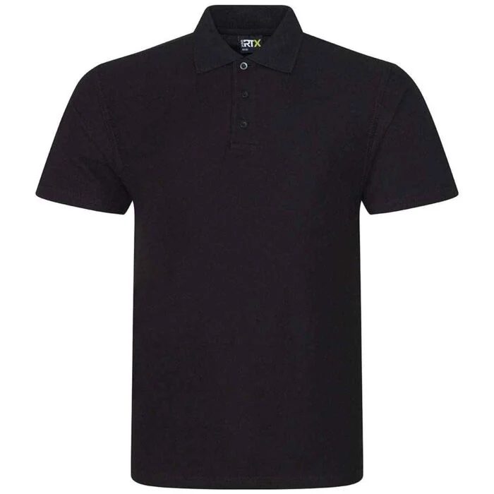 Black short sleeve pique polo shirt